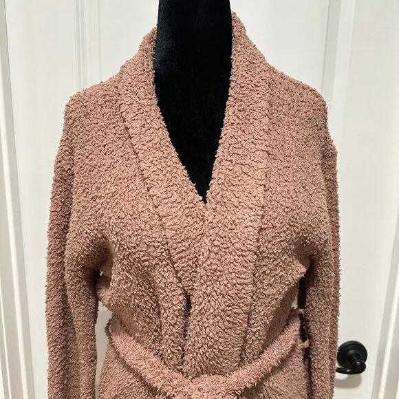 SKIMS Tan Brown Cozy Knit Boucle Short Robe with Belt Size Small/Medium
